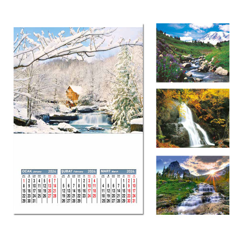 ÖMR-403 4 YAPRAK KUŞE MANZARA TAKVİM